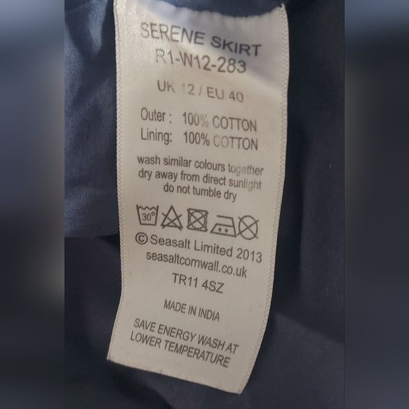 Seasalt Serene Womens Skirt UK Size 12 Blue with Synchronised Swimmers Pleated - Picture 8 of 8